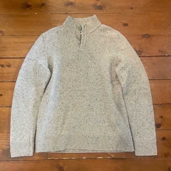 Joseph Abboud Wool Blend Oatmeal Grey Sweater - Picture 2 of 8